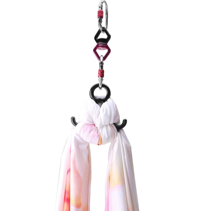 Flife Aerial Silks 13 Yards Hardware Kit Medium stretch Aerial Yoga Hammock Acrobatics- Include Carabiners,Rescue 8,Swivel, Height Adjustment Strap, Portable Storage (Petal) - Image 2